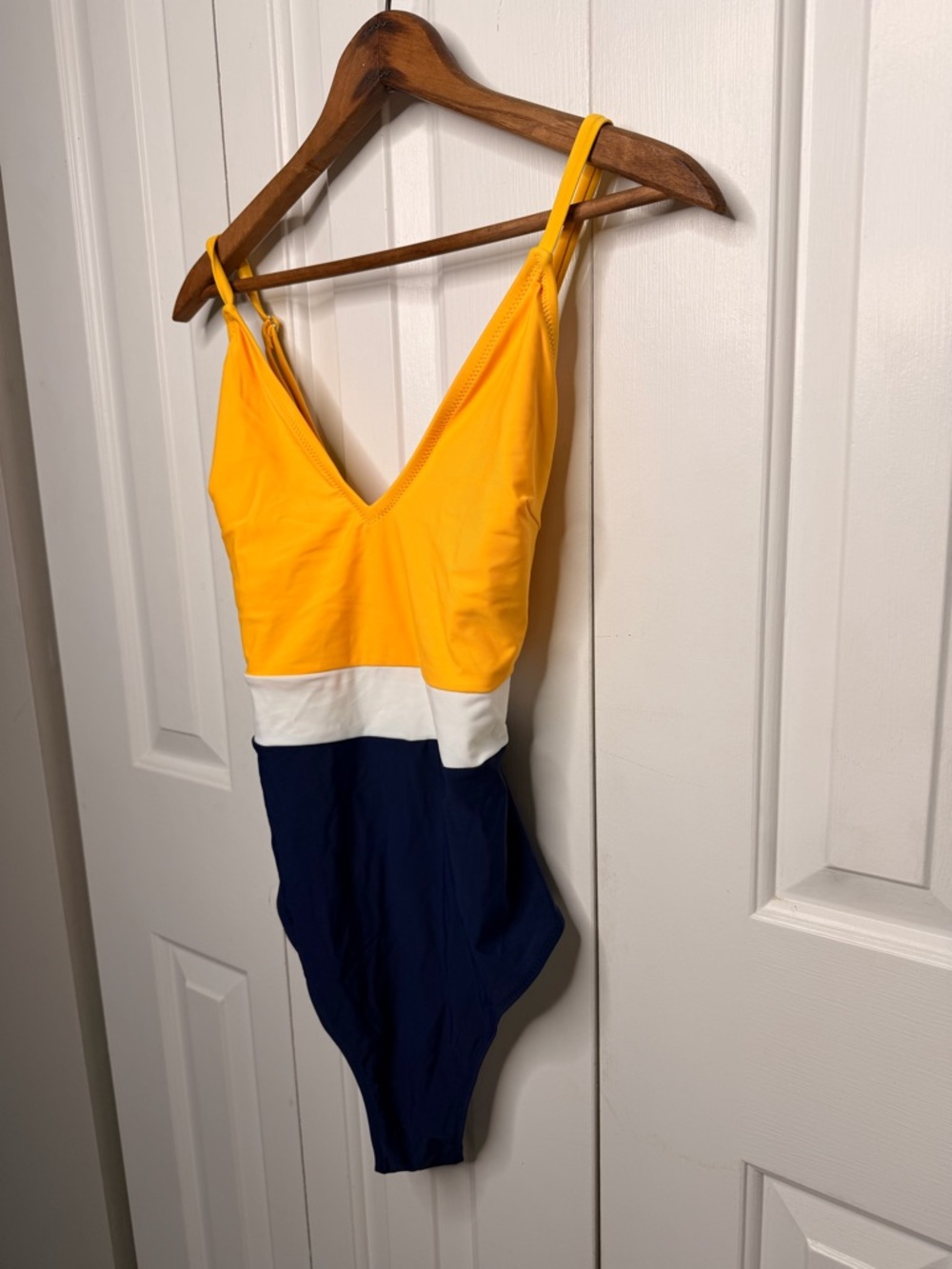 Cupshe Yellow White Navy Colorblock One-Piece